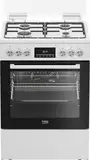 Beko FBM62320WDSL Freistehender Herd, Multifunktionsofen mit Gaskochfeld, 72 l Garraum-Volumen, 4 Kochzonen, 8 Heizarten, Seitengitter, Multifunktionsdisplay, Weiß
