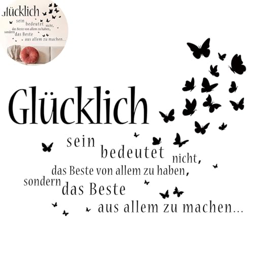 Wall Decor SprüChe Wohnzimmer Modern, Wandtattoo SprüChe GlüCklich Wandaufkleber Zitate Inspirierende Schwarze Wandsticker Wanddeko FüR Schlafzimmer Wohnzimmer