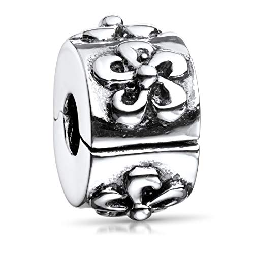 MATERIA Schmuck Stopper Bead antik Element - 925 Silber Stopper Clip mit Wirbel Motiven für Beads Armbänder mit Gewinde #721