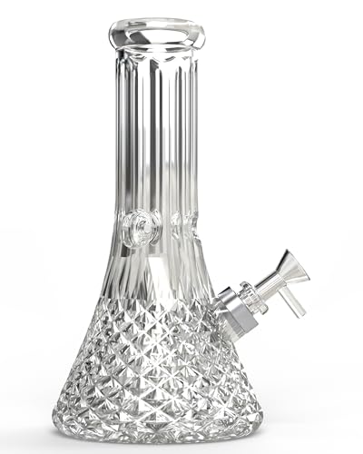 NOBLE HOOKAH Bong Glasbong 25,5cm hoch 1,15kg 42mm Durchmesser am Mundstück 18,8er Schliff und Chillum, Glaspfeife zum Räuchern von Wasserpfeifen, Transparent