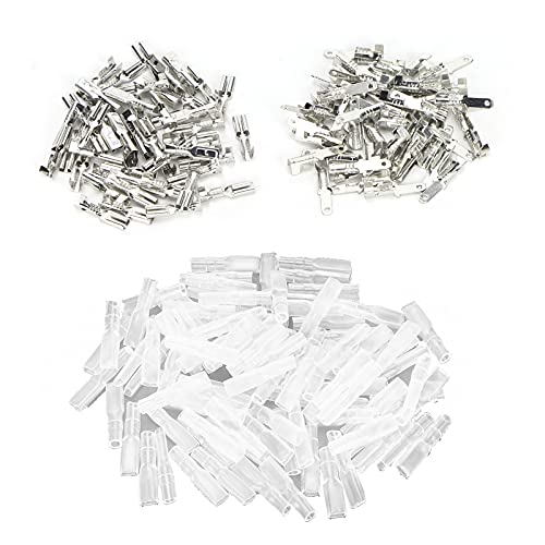 Spaten Crimp Terminals Female Male 50Pcs / Jeder mit 100Pcs Isolierhülsen 2,8mm Silber Schnellverbinder