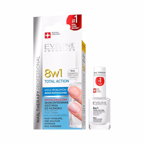 Eveline Cosmetics 8in1 Total Action Professionelle Nagel Aufbau Serum |12 ML | Konzentrierter Nägel-Conditioner | Nagelwachstum Beschleuniger | Stärkere Nägel | Einfache Anwendung