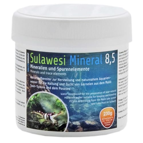 SaltyShrimp Sulawesi Mineral 8,5 | 230g – Sulawesisalz zur Aushärtung von Osmosewasser, Regenwasser etc.. Reduzierung der Keimbelastung durch hohen pH-Wert von 8,5