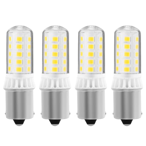 KUNKA B15S 12V LED Lampe 3W 400 Lumen, CRI85, 1156 Sockel AC/DC12V-24V für Landschaft Patio Licht Deck Licht Rasenmäher, Schneefräse Ersatz, 1103/1141 Einzelkontakt-Sockel (Warmweiß 3000K, 4er-Set)
