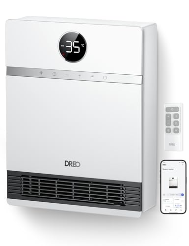 Dreo Smart Wandkonvektor, 30° Lüfterauslass, 2000W, einstellbarer Thermostat, Fernbedienung, Wochentimer, einfach zu montierende Heizung für den Innenbereich, kompatibel mit Alexa