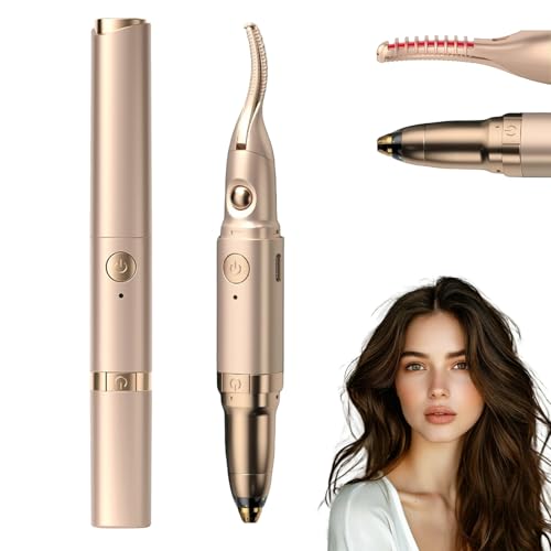 Wimpernzange Beheizbar, 2 in 1 Elektrische Wimpernzange mit 2 Temperaturmodi, Beheizte Wimpernzange und Augenbrauentrimmer für Frauen, Anti-Burn USB Wiederaufladbare beheizte Wimpernzange für Frauen