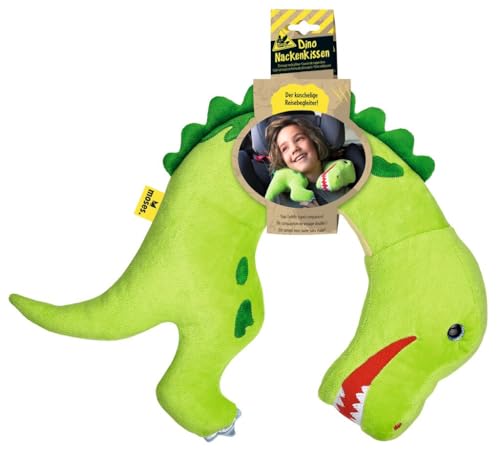 moses. Dino Nackenkissen Tyrannosaurus-Rex │Kuscheltier Nackenhörnchen für Kinder | Ideal für lange Reisen, 1 Stück (1er Pack), Grün