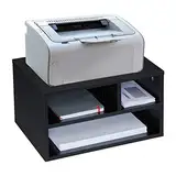 Relaxdays Druckerständer Schreibtisch, 3 Fächer, Regal für Drucker, Druckerhalter, H x B x T: 22,5 x 40 x 30 cm, schwarz