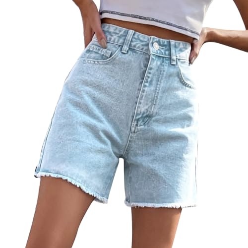 Jeans Shorts Damen Kurz Sexy - Low Waist Stretch Kurze Hose Sommer Zerrissen Push Up Leggings Ripped Loch Hotpants Skinny Y2k Boyfriend Jeanshorts Denim Kurze Jeans Sommershorts mit Taschen