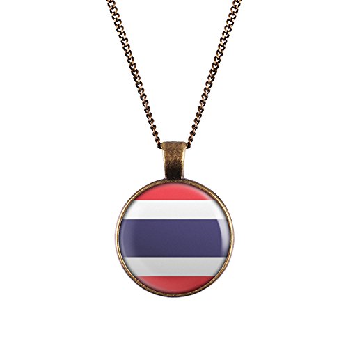 WeAreAwesome Thailand Flagge Halskette - Länderkette mit Fahne Anhänger Unisex Kette