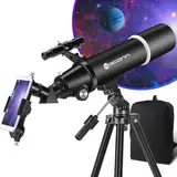 Teleskop, Astronomie Teleskop für Erwachsene, 80mm Aperture 600mm Tragbares Reiseteleskop für Anfänger & Kinder mit Stativ Telefon Adapter Rucksack