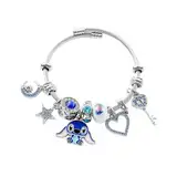 TOEECY Armband für Mädchen Stitch Anime Charms Blau Cartoon Armbänder Verstellbares Bettelarmband Freundschaft Armband Schmuck Personalisierte Geschenk für Damen Kinder (Blau C)