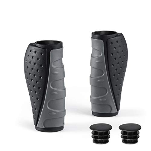 PRUNUS Fahrradgriffe Ergonomisch Kurz, Lenkergriffe Fahrrad Drehgriffschaltung, 22mm Fahrradlenker Griffe für MTB-Mountainbike,BMX,Faltrad,Cityrad,Rennrad,Scooter u.s.w.(Schwarz(90mm+90mm))