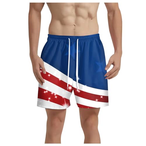 QWUVEDS Kurze Hosen Herren Herren-Shorts, Unabhängigkeitstag-Aufdruck, leicht, zum Laufen, Basketball, sportliche Laufshorts, verstellbare Taillen-Shorts Herren Shorts Kompression (Light Blue, XXXL)