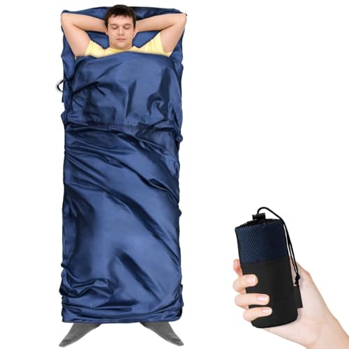 Sundom Hüttenschlafsack, Ultraleicht Reiseschlafsack Mikrofaser, Klimaanlage Quilt, Bakterien isolieren Laken mit Kissenfach, Ideal für Hostels, Berghütten, Jugendherbergen, Wandern, Camping