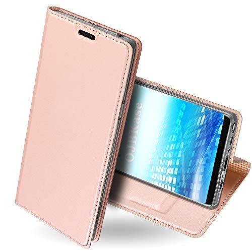 OJBKase Galaxy Note 9 Hülle, Premium Slim PU Leder Handy Schutzhülle [Standfunktion] Hülle/Cover/Brieftasche/Ledertasche Bookstyle Tasche Lederhülle Handyhülle für Samsung Galaxy Note 9(Roségold)