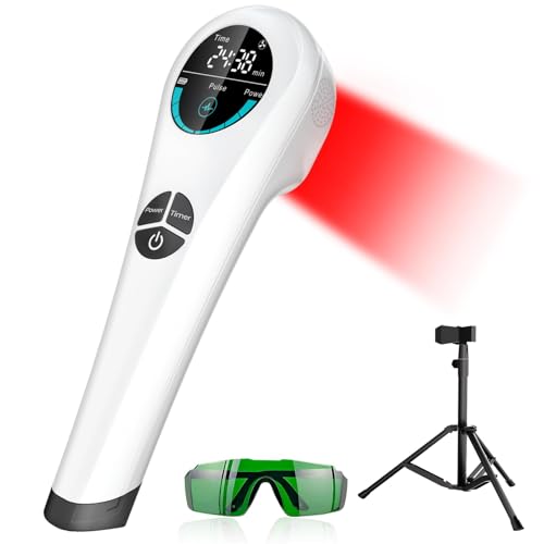 Handgerät Kaltes Rotlicht Therapiegerät, 4x808nm + 14x650nm LLLT Cold Laser Therapie Gerät, Red Light Therapy Device für Muskel-, Gelenk-, Rücken- und Knieschmerzen (für Menschen und Haustiere)