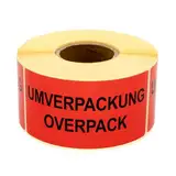 MD Labels Warnetiketten auf rolle 100x50mm Umverpackung/Overpack 500 Stück -Versandaufkleber - Versandhinweis Haftetiketten