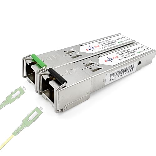 Elfcam® - 1 Pair 10G SFP+ Transceiver Bidi-Modul, TX1270nm / RX1330nm und TX1330nm / RX1270nm, LWL-Patchkabel Port SC Singlemode Simplex (9 /125um OS2), DDM 20KM