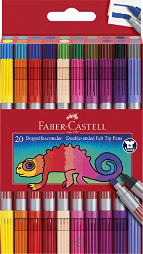 FABER-CASTELL 151119 - Filzstifte Set 20-teilig, Doppelfasermaler für Kinder und Erwachsene