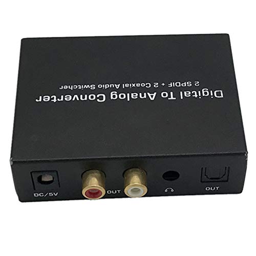 Lckiioy Dual Digital Optical Fiber zu Analog Optical Fiber mit 3,5-Loch-Audio-Decoder, Umschaltbar mit 2A Power Supply Eu Plug