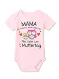 BesserBay Baby Unisex Strampler Muttertagsgeschenk Alles Liebe zum 1. Muttertag Rosa Kurzarm Body 3-6 Monate