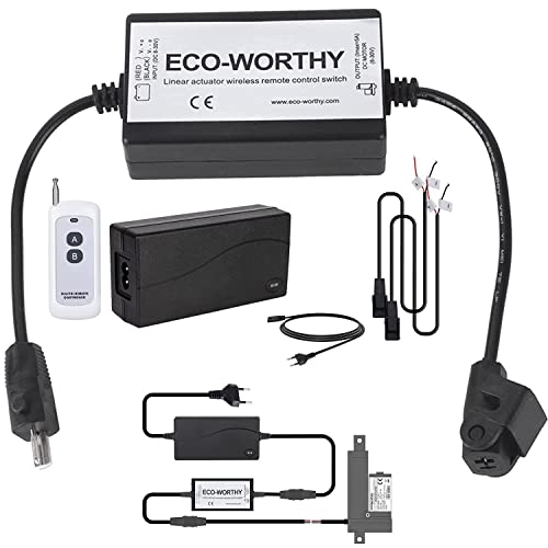 DCHOUSE Linearaktuator-Controller DC8-30V 5A Drahtloses Fernbedienungs-Motorsteuerungs-Kit mit 12V AC/DC-Adapter Netzteil für Linearaktuator 12V