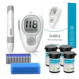 Blutzuckermessgerät-Set, 100 Teststreifen, 100 Lanzetten, 1 Blutzuckermessgerät, 1 Stechhilfe, Diabetes-Testset ohne Codierung, Glucometer mit großem Display, Glucometer für den Heimgebrauch