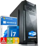 Ultra Intel i7 PC - Schneller Rechner + Computer für Büro & Home Office mit 16GB DDR3 RAM/Arbeitsspeicher - 512GB SSD - DVD+RW - USB3.0 - WiFi 600 und Bluetooth 5 - Win 11 Pro