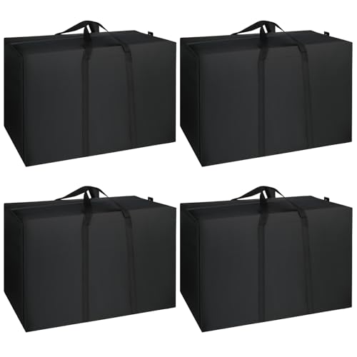 Xialvyu 4 Stück 115L Aufbewahrungstasche, Schwarz Unterbett Aufbewahrungsbox für Klamotten Bettdecken Kissen Decke Bettwäsche (80 x 29 x 48cm)