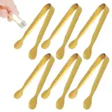 Dimeho Eiszangen, 6 Stück Edelstahl Servierzange Eiszange Zuckerzange Edelstahl, Candybar Zangen Mini-Küchenzange für Teeparty Kaffee Bar Desserts Party Bar Büfett Grill Picknick (Gold)