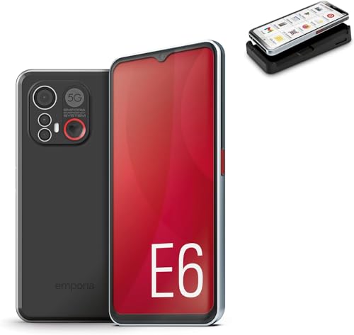 emporiaSMART.6, Seniorenhandy, 5G VoLTE, Senioren Smartphone ohne Vertrag, Mobiltelefon mit Notruftaste, 6,58-Zoll-Display, Android 13, 50 MP Kamera, Schwarz