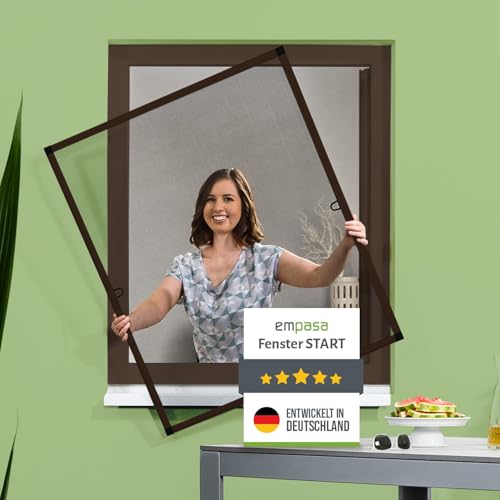 empasa Insektenschutz Fliegengitter Fenster START Fliegenschutz Alurahmen Mückengitter individuell zuschneidbar in weiß, braun oder anthrazit als Selbstbausatz