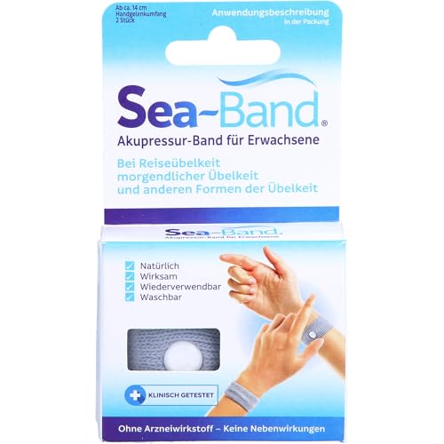 SEA-BAND Akupressurband für Erwachsene, 2 Stück, grau