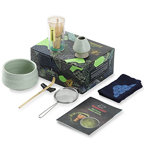 TEANAGOO Japanisches Teeset, Matcha-Schneebesen-Set, Schale Bambus-Matcha-Schneebesen (Chasen), Schaufel (chashaku), Schneebesenhalter, Teezubereitungsset. N6, Tee-Set…