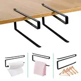 Küchenrollenhalter ohne Bohren 2 Stück, Stabiler Schwarz Küchenrollenhalter Schrank,Rollenhalter für Zewa Küchenrolle, Platzsparend und modern Papierrollenhalter