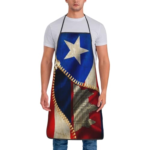 Flagge von Puerto Rico und kambodschanische Flagge, Flagge von Porto Rico und Flagge der Region Tigray, Schürzen für Damen und Herren, wasserdicht, verstellbar, Kochschürzen für Küche, Gartenarbeit, K