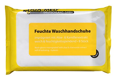 Waschhandschuhe Feucht Einmal Einweg 5 Pack a 8 Stück (= 40 Stück) Waschhandschuh mit Aloe Vera imprägnierte