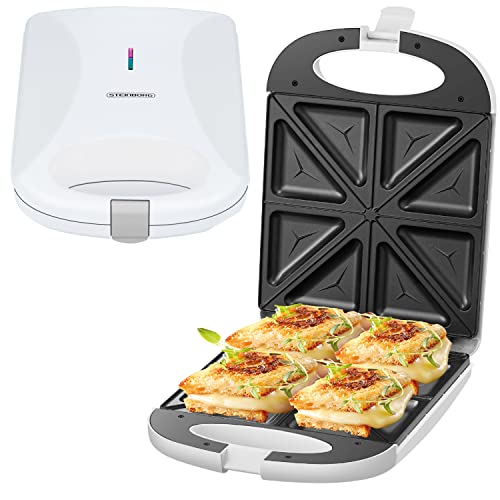 4er Sandwichmaker | 1200 Watt | 8 Sandwichecken | Cool-Touch-Gehäuse | Antihaftbeschichtung | Sandwichtoaster | Sandwich Makerx | Elektrogrill | Paninitoaster