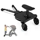 ENERHUB Buggy Board mit Sitz, Buggy Board für alle Kinderwagen, Trittbrett Mitfahrbrett universal, Kiddy Board für Kinder von 2-6 Jahren, Bearing 25KG (Schwarz)