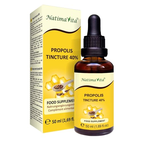 Propolis Tinktur 40% – 50 ml – Pure Hochdosierte Propolis Tropfen – 100% natürlich - Propolis Extrakt – Praktische Pipette - Einfache Dosierung - NatimaVita