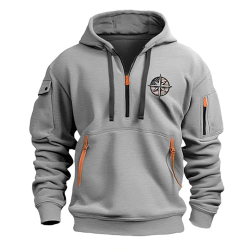Generisch Activewear Für Herren, Pullover Herren Reißverschluss Y2k Marken Angebote des Tages Heute Blitzangebote Hoodies Für Männer Übergrößen Vintage Zip Weihnachts Activewear Hellgrau 3XL