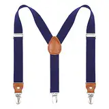 Kinder Herren Hosenträger Breit Elastisch - Längenverstellbar Y-Form mit Starken 3er Clips Hosenträger Gürtel für Damen Baby (70cm - 75cm (3 Jahre alt - 8 Jahre alt), Navy Blau)