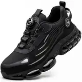 Sicherheitsschuhe S3 Herren Damen Arbeitsschuhe mit Stahlkappe Leicht Kevlar Stahlkappenschuhe Atmungsaktiv rutschfeste Sportlich Safety Shoes Versicherung Schuhe Schwarz 45 EU