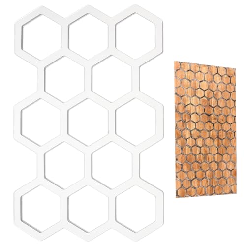 MAYJOYDIY Wabenförmige Transparente Acryl Vorlagen 29.8 × 19.8cm Waben Fräser Vorlage Sechseckige Acryl Holzbearbeitungsvorlage Zum Malen von Graffiti Kunsthandwerk Dekorativem Design