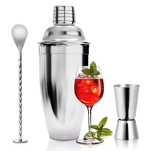 ASANMU Cocktailshaker Set, 750ML Coctail Mixer Set mit Messbecher und Barlöffel Professional Barzubehör Werkzeug Cocktail Shaker Set Bartender Set für Bar Deko Zubehör Geschenk für Papa