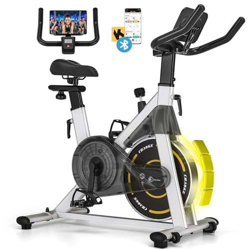 CHAOKE Heimtrainer Fahrrad mit App, 2025 Leiser Hometrainer mit Magnetwiderstand, Verstellbarem Sitz und Griff, LCD-Ergometer, Stationäres Fitnessbike mit großem Tablet-Halter, Bis 150KG