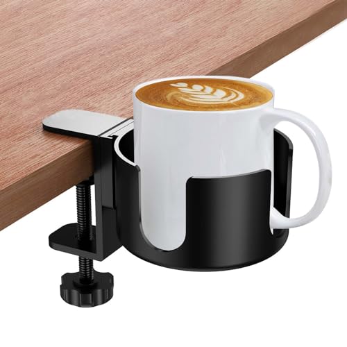 SAVOSWEET Kreativen Büro Becherhalters aus Aluminiumlegierungsmaterialien, Einstellbar Schreibtisch Flaschenhalter, Cup Holder, Getränkehalter Clip für Wasser, Getränke, Kaffeetasse