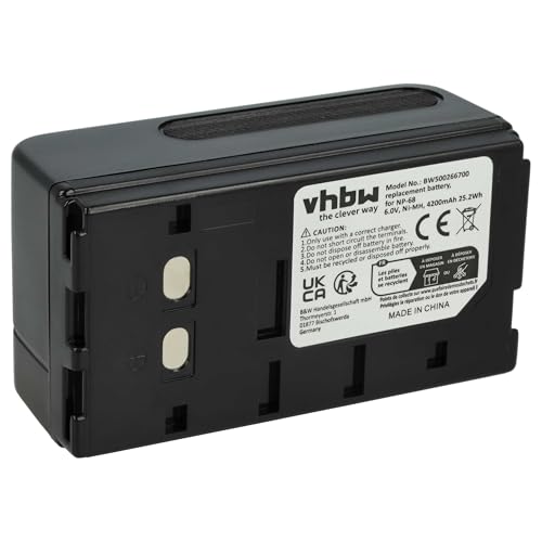 vhbw Akku Ersatz für Sony NP-33, NP-55, NP-66, NP-68, NP-77, NP-78, NP-90, NP-98, NP-99 Videokamera-Akkus (4000mAh, 6V, NiMH)