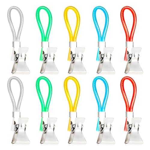 CUIDAKJ 10 Stück Handtuchklammern,Aufhänger für Handtücher,Handtuchaufhänger Clip,Handtuch Klammer,Handtuch Clips zum Aufhängen,Handtuchclips Aufhänger,Haken für Handtücher Klammer-5 Farben